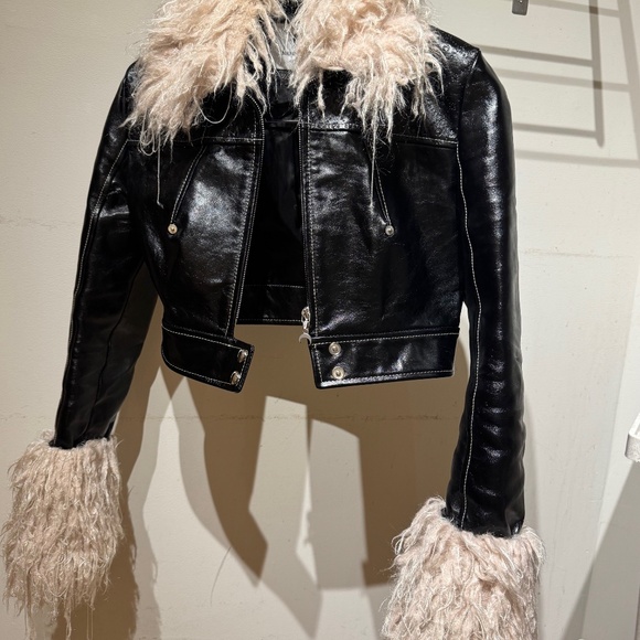 Marine Serre Embossed Leather Cropped Jacket - Picture 7 of 14